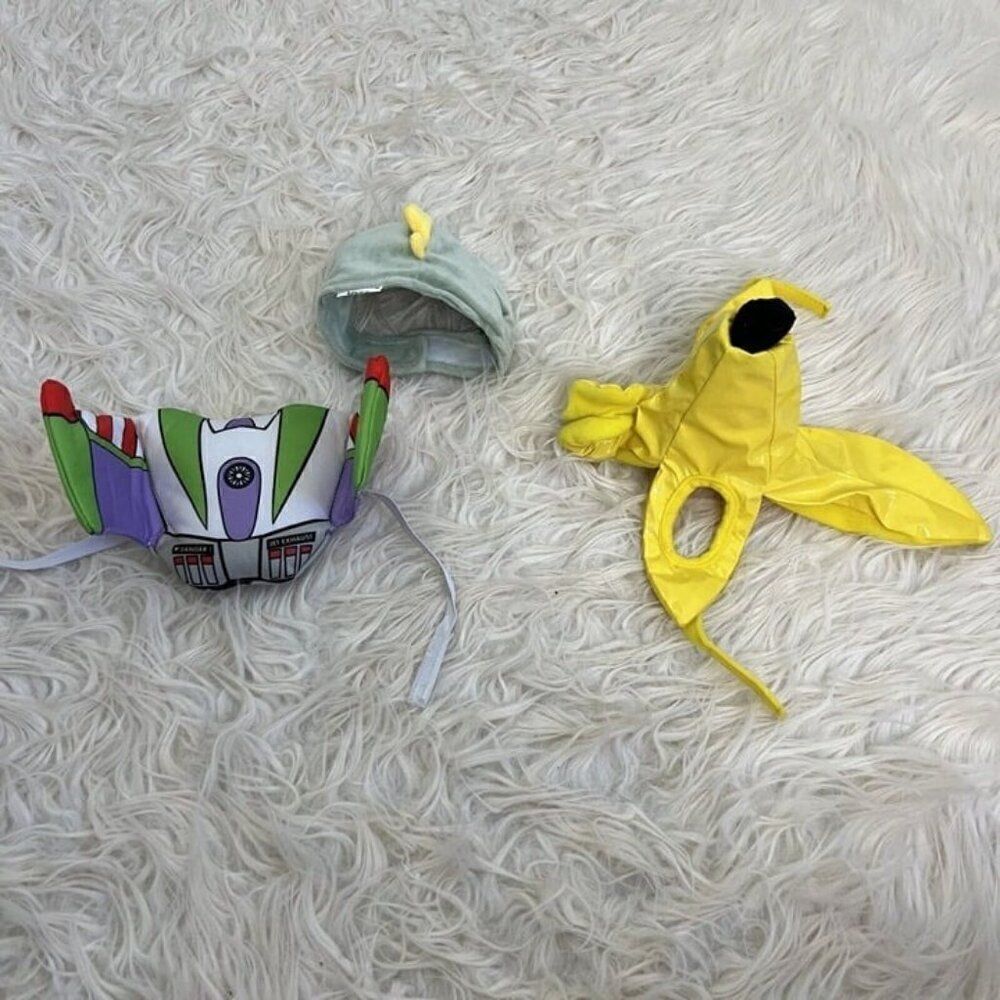 Dog Banana, Dinosaur & Buzz Lightyear Costumes Set Of 3 XS Dog Clothing
